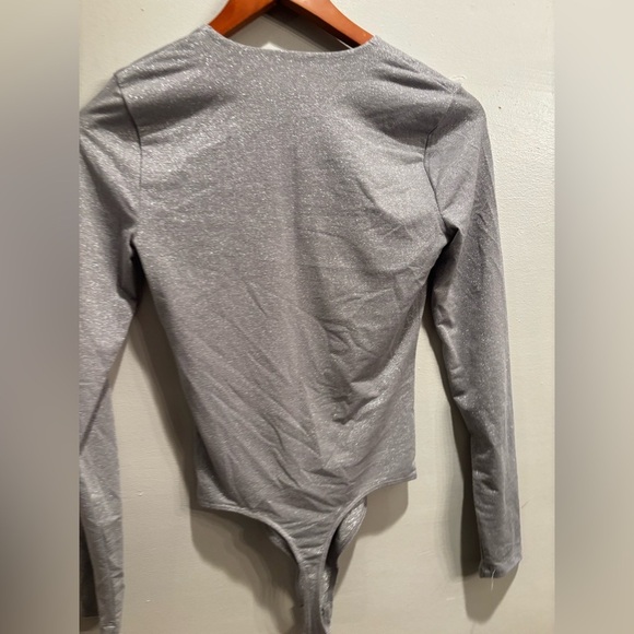 Abercrombie & Fitch Gray Bodysuit metallic sparkly bold party event feminine - Picture 10 of 16